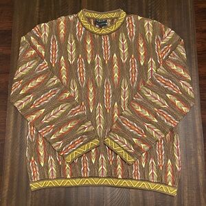 Rare Vintage 90’s 100% Authentic Coogi Sweater Beautiful Color Combo Sz L (NWOT)